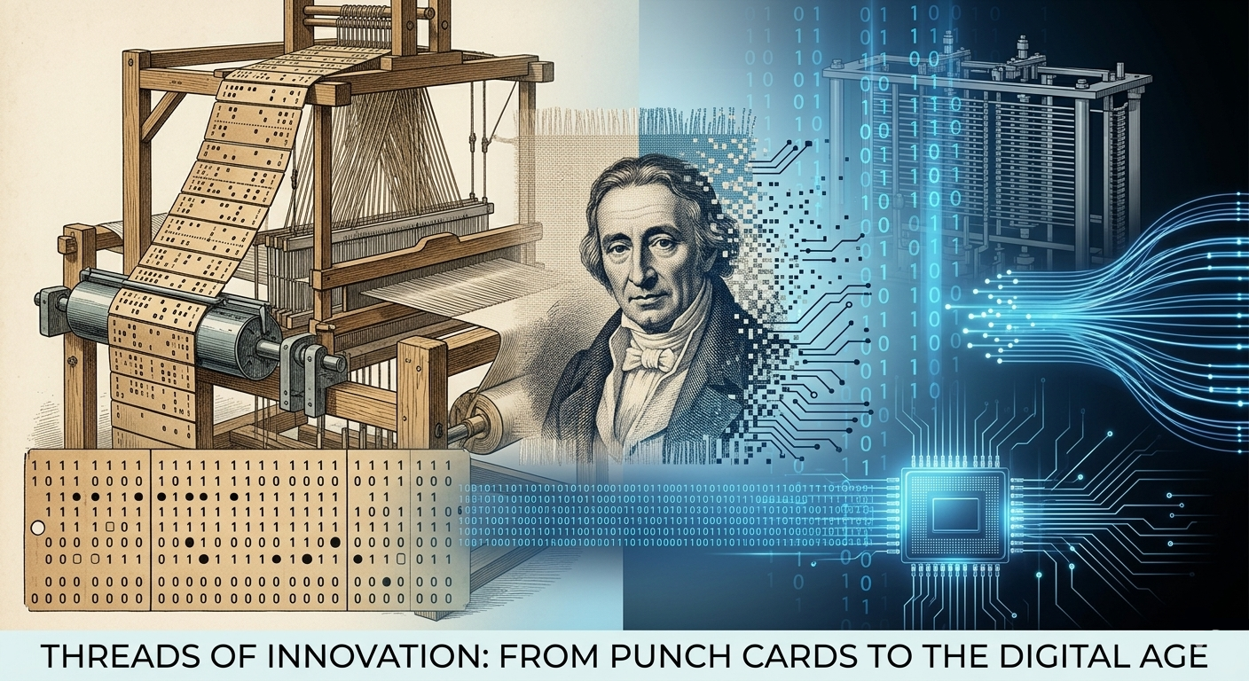 How Jacquard loom binary code are invented in 1804